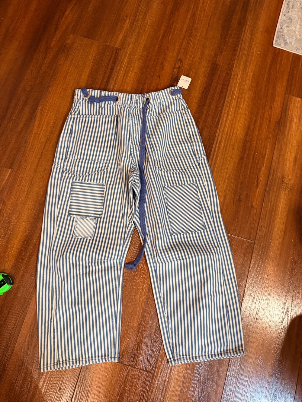 We The Free Blue and White Striped Wide Leg Jeans - Picture 1 of 5